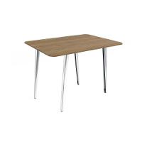 Mesa Para Cozinha Iguaçu Aço Com Tampo Madeirado 136x90cm Nogueira Cromada Kappesberg - 1