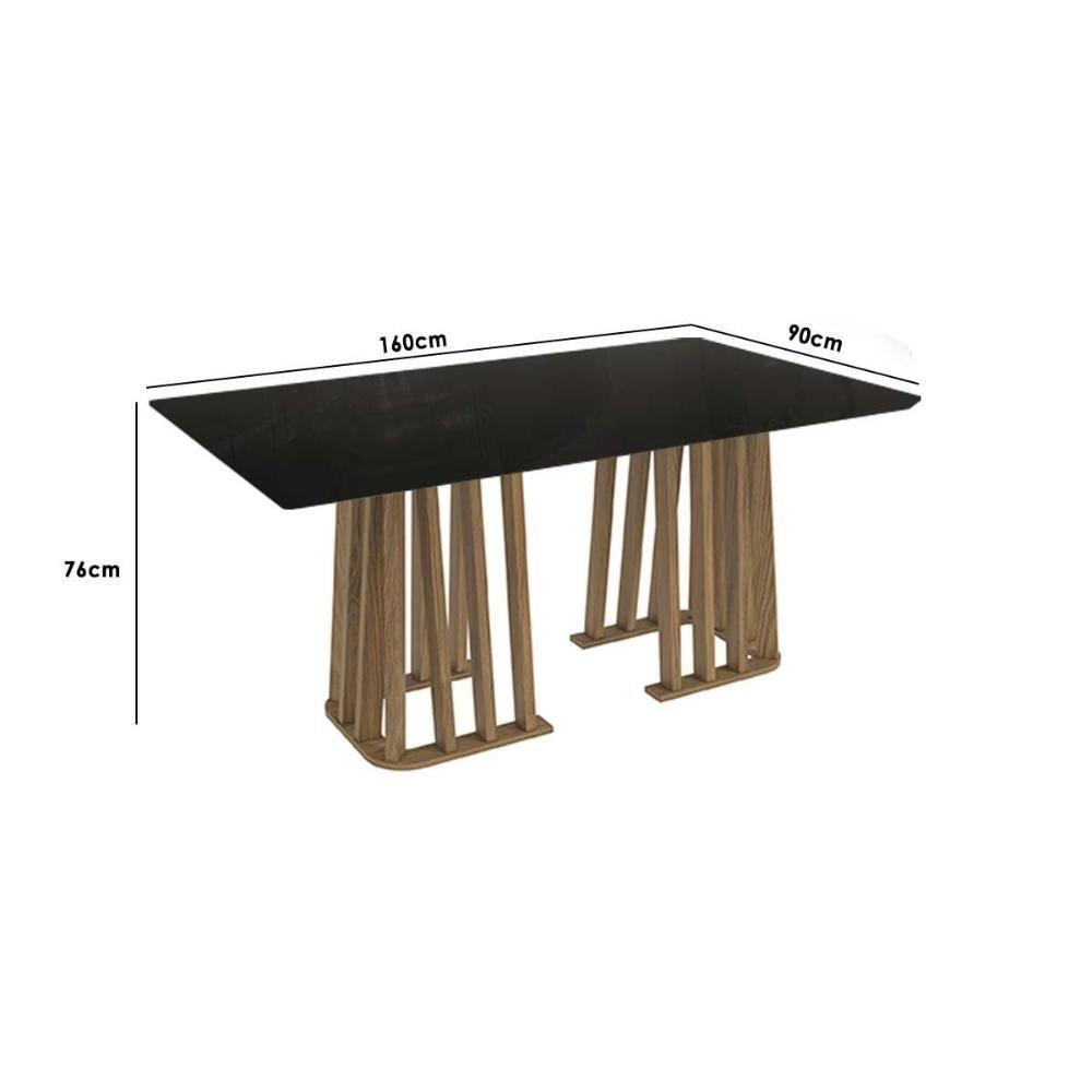 Mesa Para Cozinha Alteia Com Tampo Madeirado Com Vidro 160x90cm Nogueira Off White Kappesberg - 2