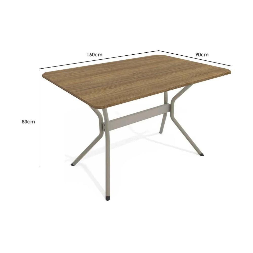 Mesa Para Cozinha Loire Com Tampo 1.60cm Niquel Nogueira Kappesberg - 2