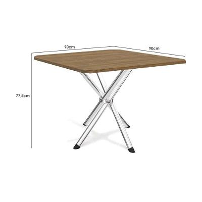 Mesa Para Cozinha Volga Com Tampo 90cm Niquel Nogueira Kappesberg