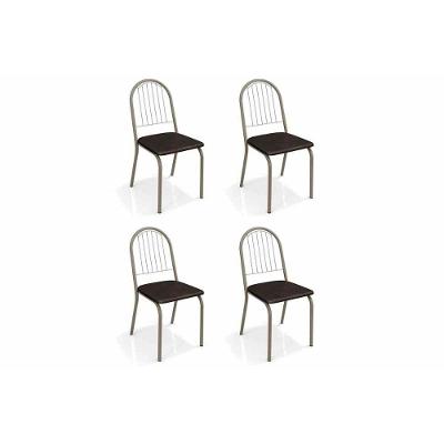 Conjunto Mesa De Cozinha Sena Tampo Madeirado 90x160cm E 6 Cadeiras Noruega Niquel Nogueira Preto Kappesberg