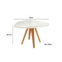 Mesa Para Cozinha Duna Madeira Maciça Com Tampo Madeirado Com Vidro 135x105cm Carvalho Off White Kappesberg - 4