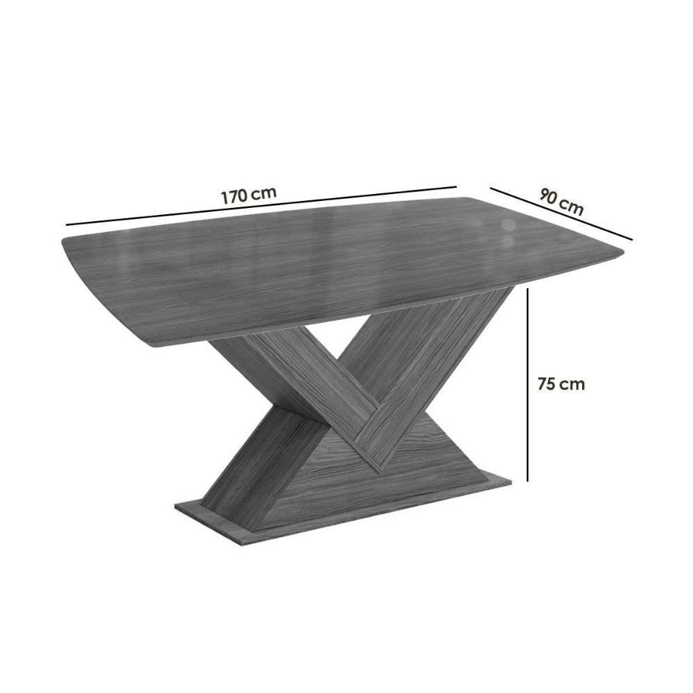 Mesa Para Cozinha Amora Com Tampo Madeirado Com Vidro 90x170cm Nogueira Preto Fosco Vidro Preto Kappesberg - 2