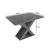 Mesa Para Cozinha Graviola Com Tampo Madeirado Com Vidro 80x120cm Nogueira Off White Vidro Off White Kappesberg - 3