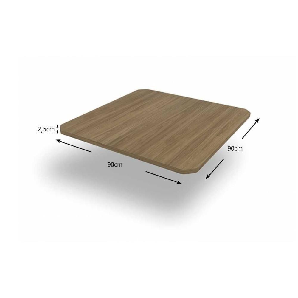 Mesa Para Cozinha Loire Aço Com Tampo Madeirado 90x90cm Nogueira Cromada Kappesberg - 3