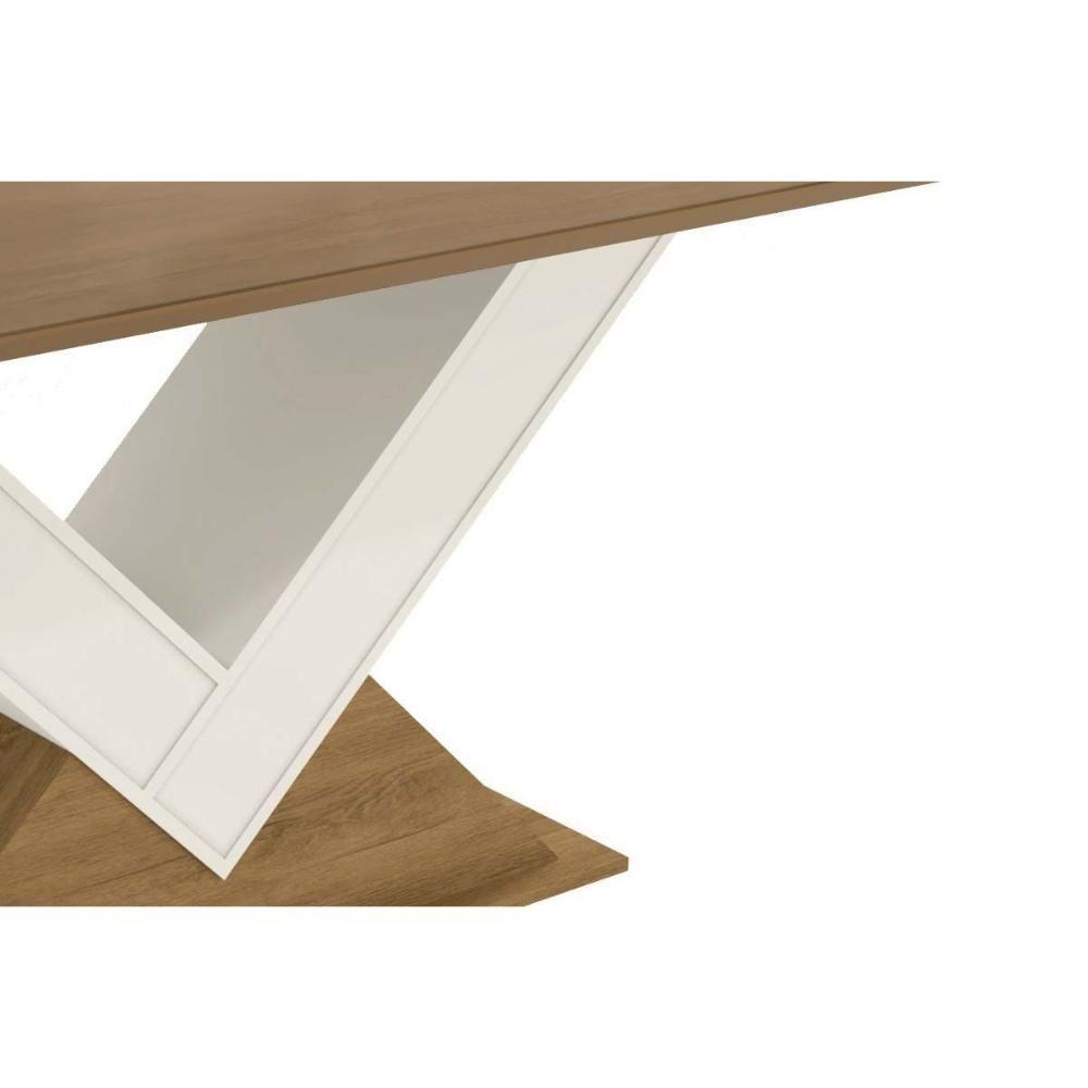 Mesa Para Cozinha Amora Com Tampo Madeirado Com Vidro 160x90cm Freijó Off White Kappesberg - 3