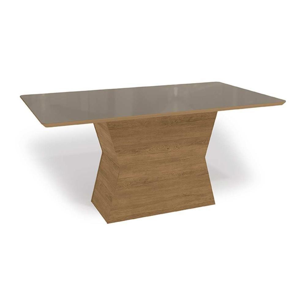 Mesa Para Cozinha Tilia Com Tampo Madeirado Com Vidro 160x90cm Freijo Bronze Kappesberg - 1
