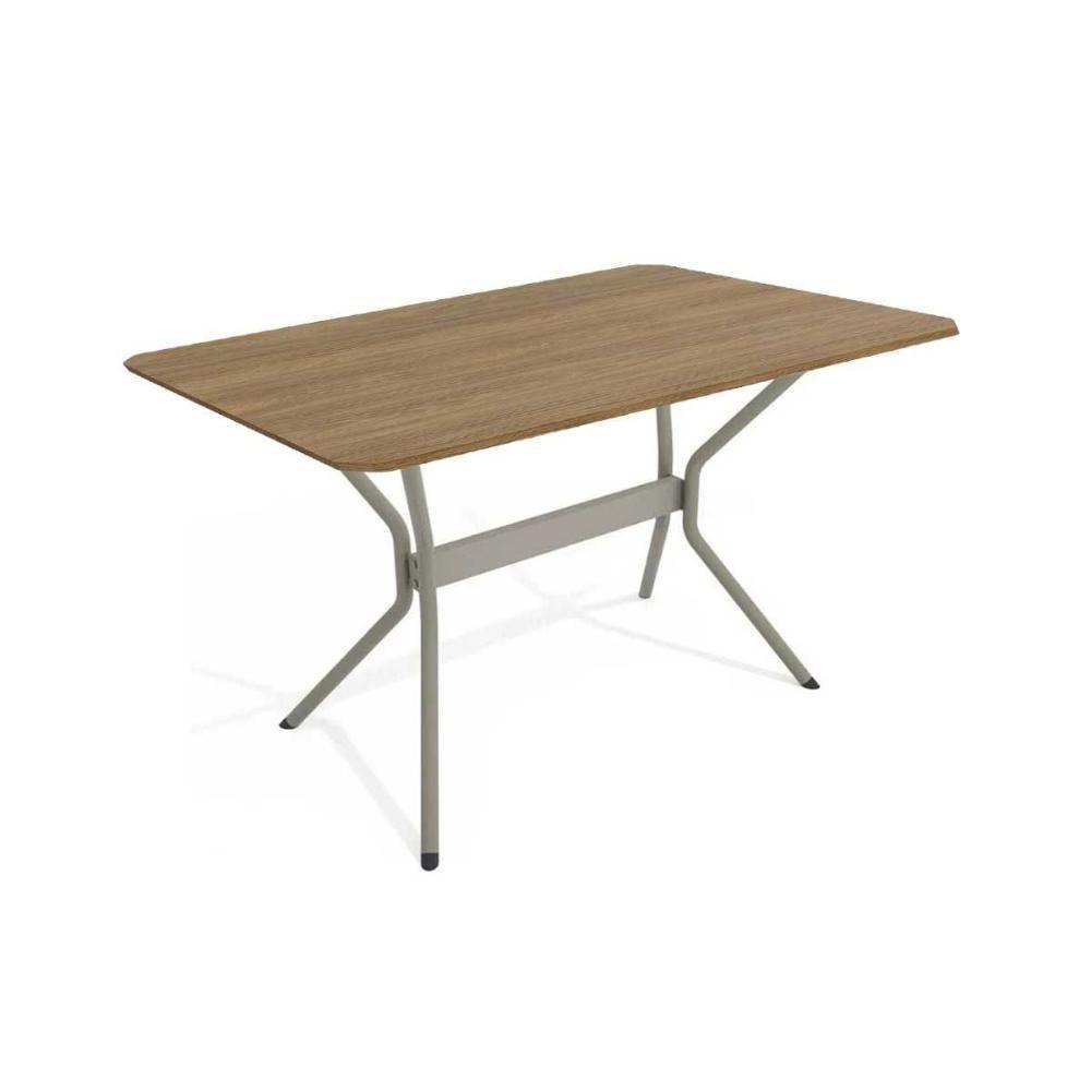 Mesa Para Cozinha Loire Aço Com Tampo Madeirado 136x90cm Niquel Nogueira Kappesberg - 1