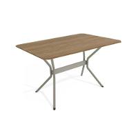 Mesa Para Cozinha Loire Aço Com Tampo Madeirado 136x90cm Niquel Nogueira Kappesberg - 1