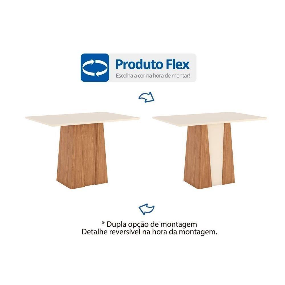 Conjunto Mesa Sala Jantar Orus Com Tampo Madeirado 120x80cm E 4 Cadeiras Vita Nature Off White Linho Bege Henn - 5