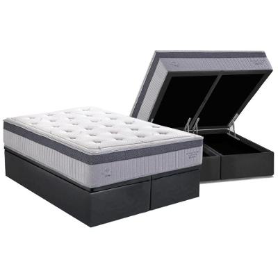 Cama Box Baú Queen: Colchão Molas Ensacadas Herval Serenity Dream C1663 + Base Crc Suede Gray (158x198x35)