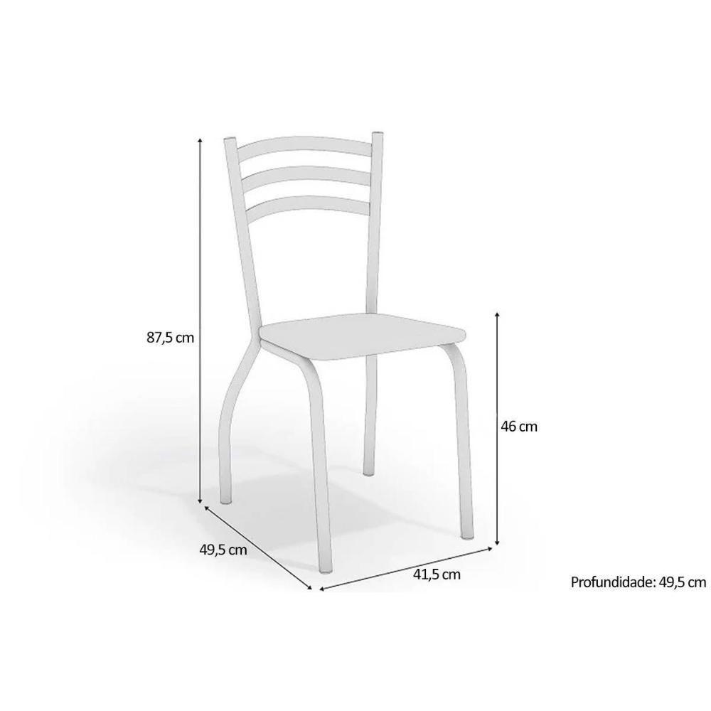 Conjunto Mesa Sala Jantar Volga Com Tampo De Madeira 90cm E 4 Cadeiras Portugal Cromada Nogueira Branco Kappesberg - 3