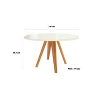 Mesa Para Cozinha Duna Madeira Maciça Com Tampo Madeirado Com Vidro 180x105cm Carvalho Off White Kappesberg - 2