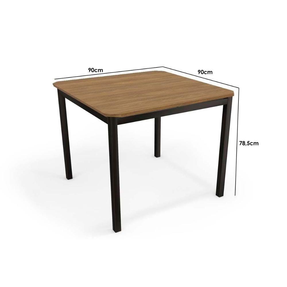 Mesa Para Cozinha Reno Com Tampo 90cm Preto Nogueira Kappesberg - 5