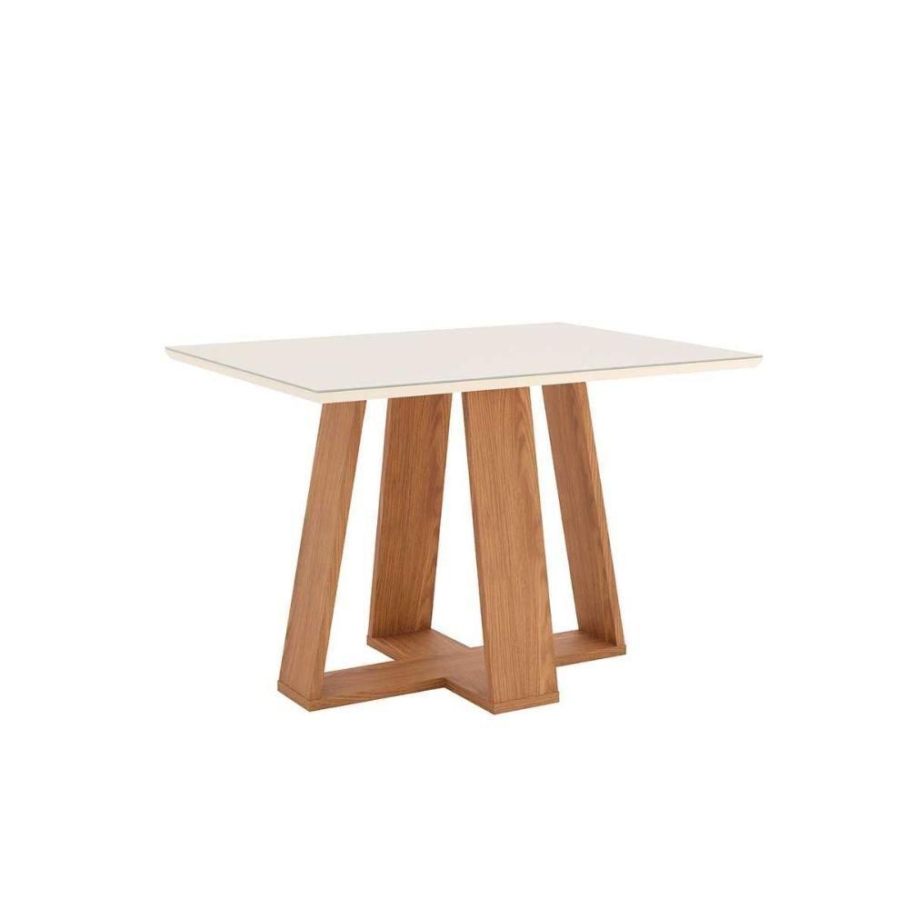 Mesa Para Cozinha Lins Sc90 Com Tampo Madeirado Com Vidro Reto 120x80cm Nature Off White Henn - 4