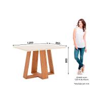 Mesa Para Cozinha Lins Sc90 Com Tampo Madeirado Com Vidro Reto 120x80cm Nature Off White Henn - 3