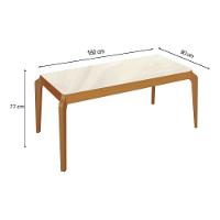 Mesa Para Cozinha Petra Madeira Maciça Com Tampo Madeirado Com Vidro 160x90cm Carvalho Off White Kappesberg - 2