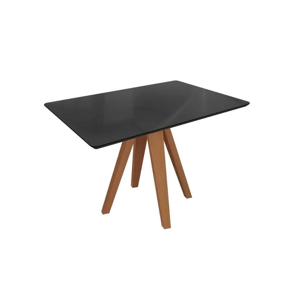 Mesa Para Cozinha Duna Madeira Maciça Com Tampo Madeirado Com Vidro 80x120cm Carvalho Preto Fosco Vidro Preto Kappesberg - 1