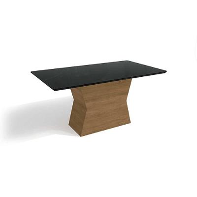 Mesa Para Cozinha Tilia Com Tampo Madeirado Com Vidro 160x90cm Freijo Preto Kappesberg