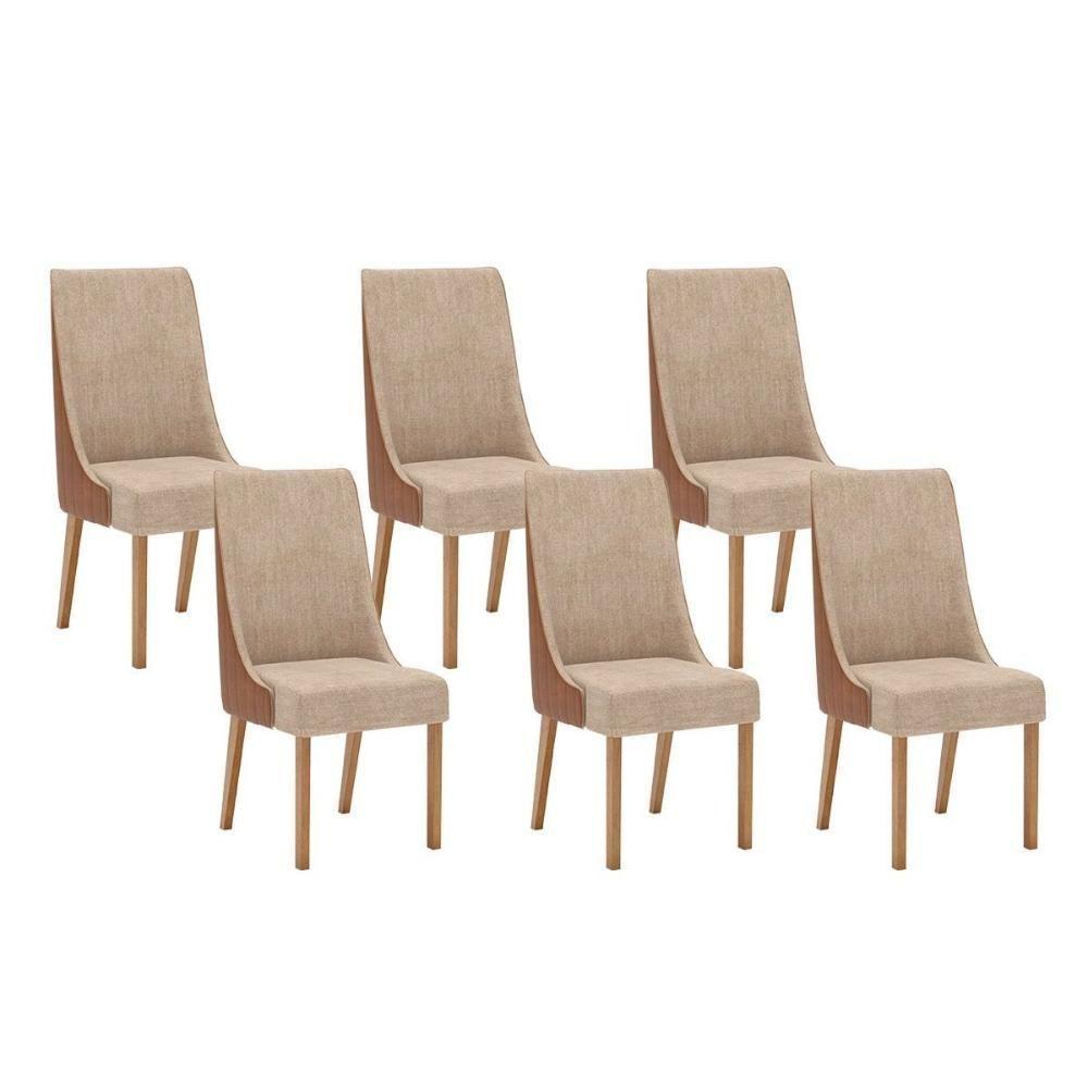Kit 6 Cadeiras Sala Jantar Ivy 6 Un Nature Courano Caramelo Creme - 1