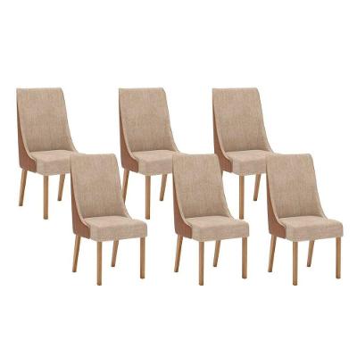 Kit 6 Cadeiras Sala Jantar Ivy 6 Un Nature Courano Caramelo Creme