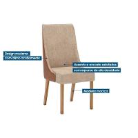 Kit 6 Cadeiras Sala Jantar Ivy 6 Un Nature Courano Caramelo Creme - 2