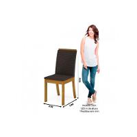 Conjunto Mesa Sala Jantar Orus Tampo Madeirado Com Vidro 120x80cm E 4 Cadeiras Isa Nature Linho Henn - 5