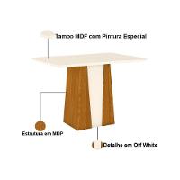 Conjunto Mesa Sala Jantar Orus Tampo Madeirado Com Vidro 120x80cm E 4 Cadeiras Isa Nature Linho Henn - 7