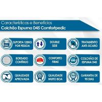 Conjunto Box Solteiro: Colchão Espuma Orthoflex D45 Comfortpedic + Base Crc Suede Black (88x188) - 2
