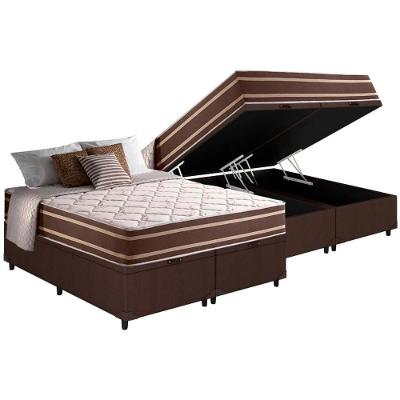 Cama Box Baú King: Colchão Molas Ensacadas Superlastic Duo Sono +base Crc Courano Brown (193x203)