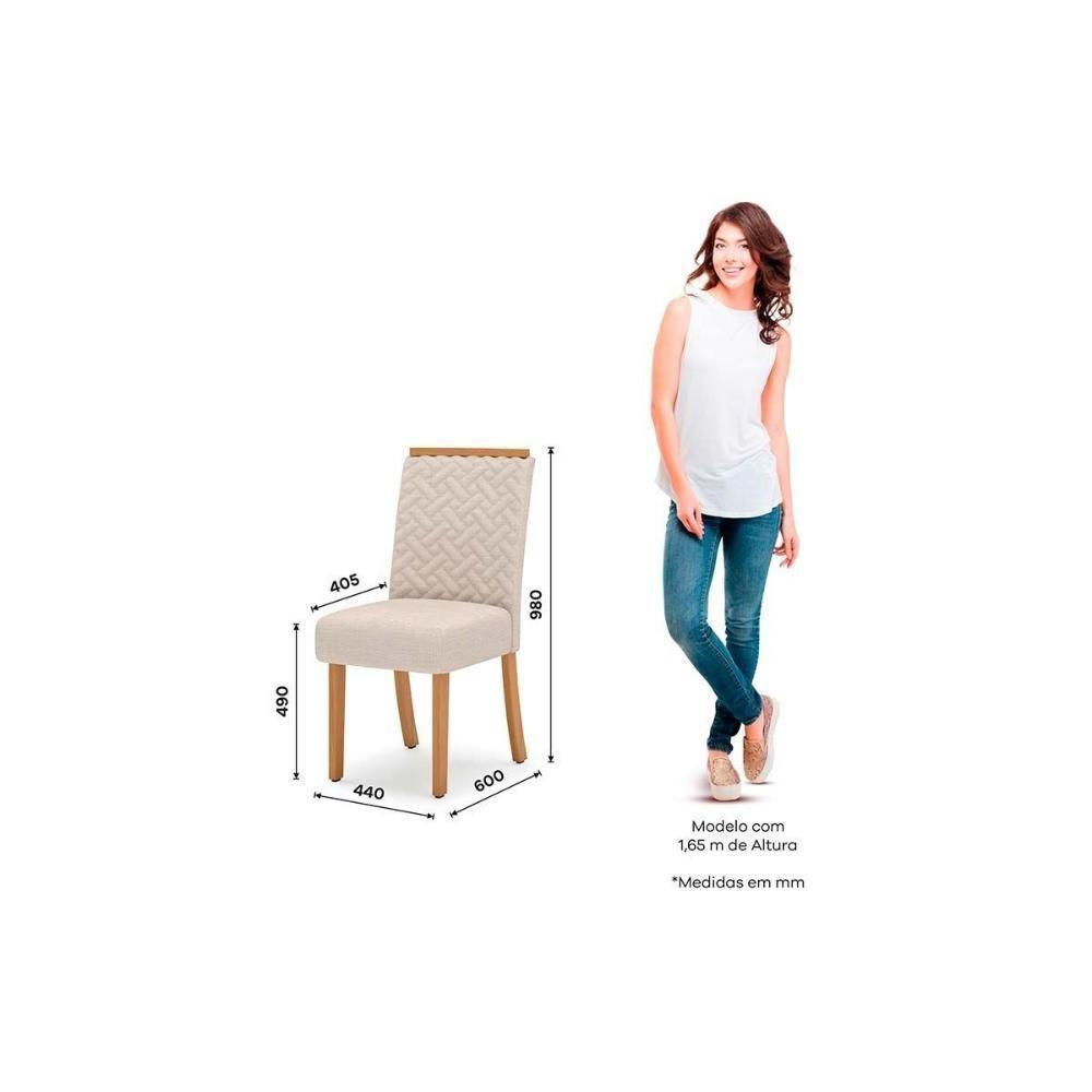 Conjunto Mesa Sala Jantar Lins Com Tampo Madeirado Com Vidro Curvo 200x90cm E 6 Cadeiras Malu Nature Linho Henn - 5