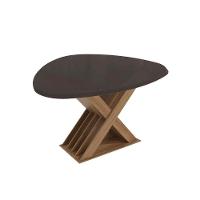 Mesa Para Cozinha Graviola Com Tampo Madeirado Com Vidro 105x135cm Nogueira Preto Fosco Vidro Preto Kappesberg - 1