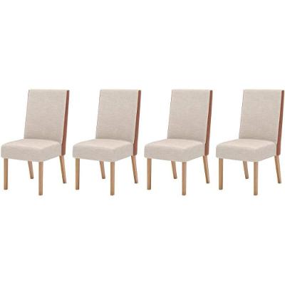 Kit 4 Cadeiras Sala Jantar Anne 4 Un Nature Courano Linho