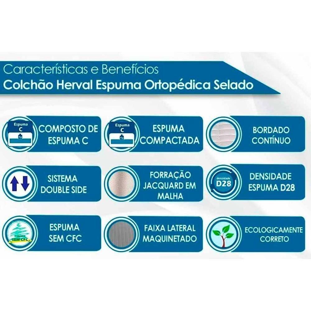 Cama Box Baú Casal: Colchão Ortopédico Herval D28 - Ag65 Ortopedic Black + Base Crc Courano White (138x188) - 4