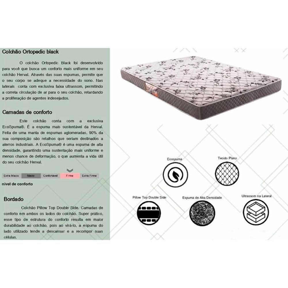 Cama Box Baú Casal: Colchão Ortopédico Herval D28 - Ag65 Ortopedic Black + Base Crc Courano White (138x188) - 9