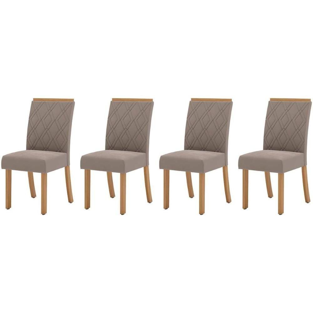 Kit 4 Cadeiras Sala Jantar Vita 4 Un Nature Suede Light Bege - 1