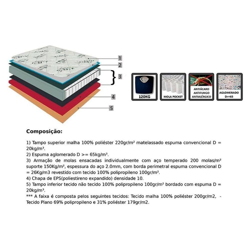 Cama Box Baú Queen: Colchão Molas Ensacadas Orthoflex Torino Híbrido + Base Crc Suede Clean (158x198) - 4