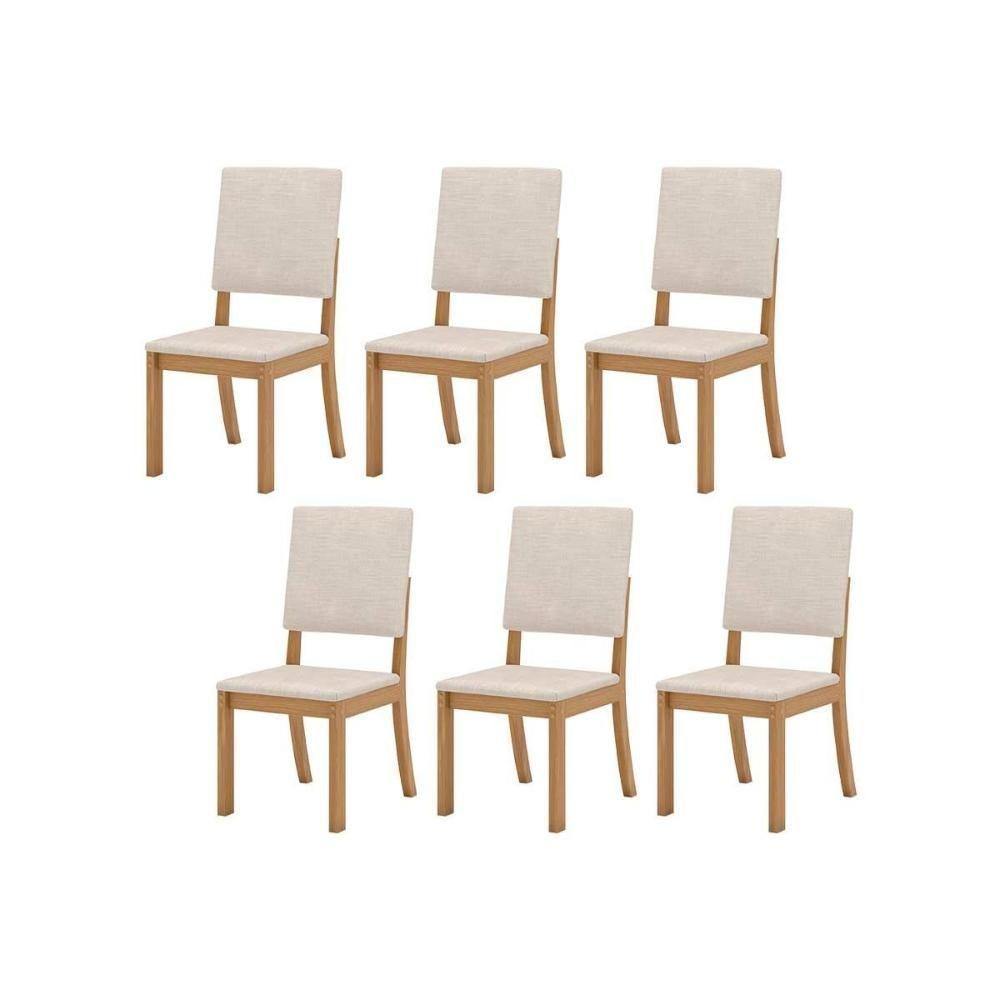 Kit 6 Cadeiras Sala Jantar Milla 6 Un Nature Suede Light Linho - 1