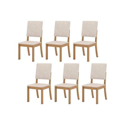 Kit 6 Cadeiras Sala Jantar Milla 6 Un Nature Suede Light Linho