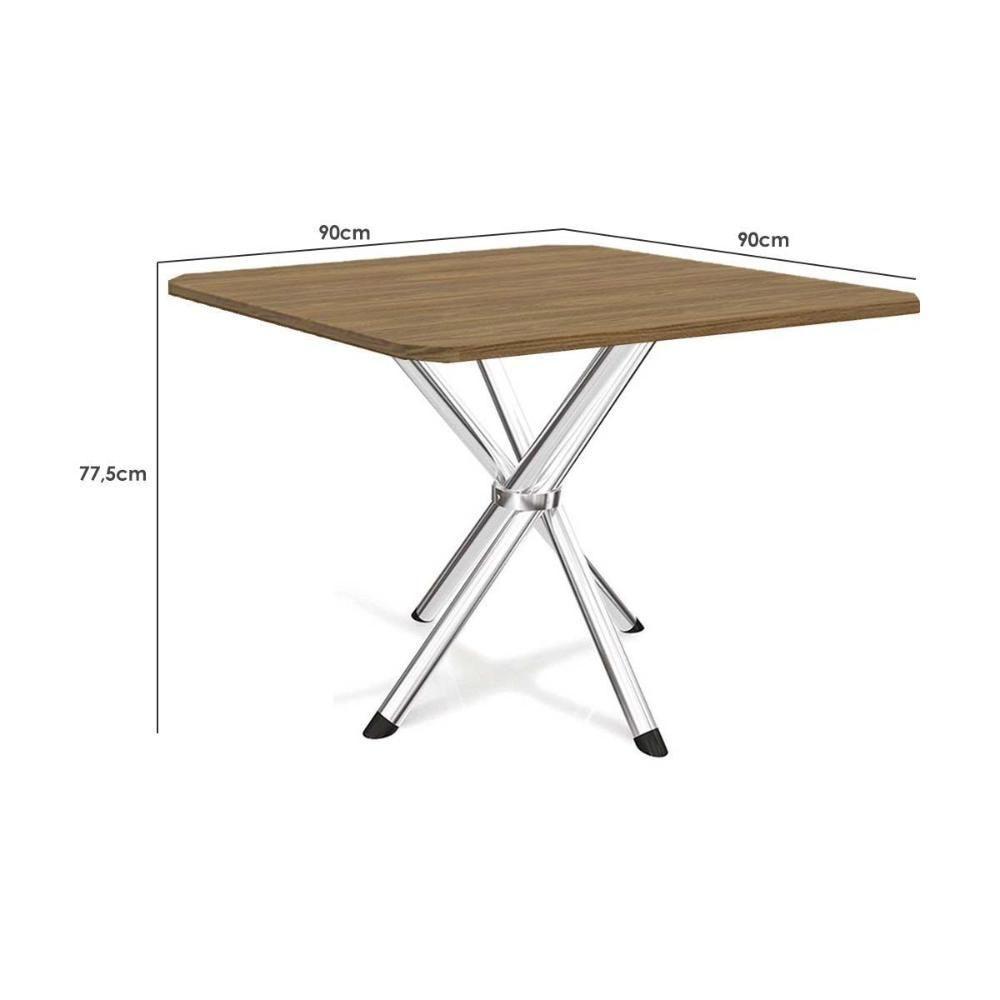 Mesa Para Cozinha Volga Com Tampo 90cm Cromada Nogueira Kappesberg - 3