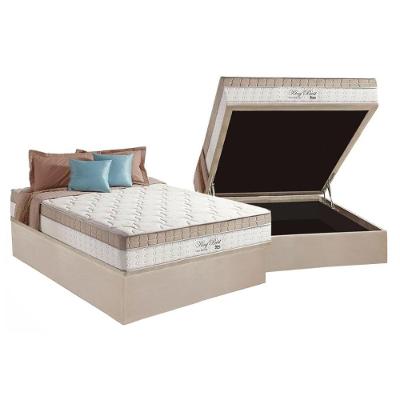 Cama Box Baú Casal: Colchão Molas Ensacadas Superlastic King Best + Base Crc Suede Clean (138x188)