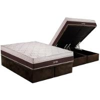 Conjunto Box Baú Queen: Colchão Molas Polar Ensacadas Sporting + Base Crc Suede Brown (158x198) - 1
