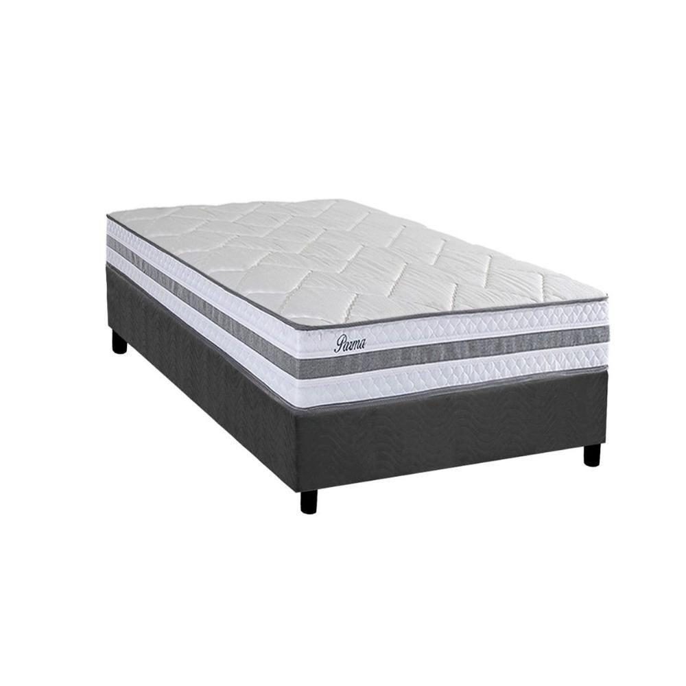 Conjunto Box Solteiro: Colchão Molas Herval Ensacadas Parma + Base Crc Suede Gray (88x188) - 1
