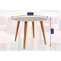Mesa Para Cozinha Dani Madeira Maciça Com Tampo Madeirado Com Vidro 109cm Madeirado Off White Cimol - 5