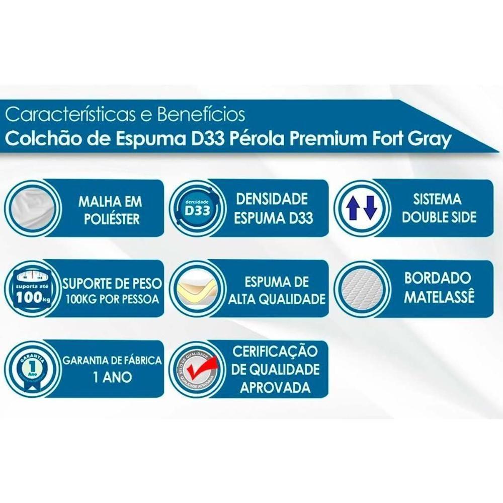 Colchão Viúva Espuma D33 Pérola Premium Gray (108x198x20) - Polar - 2