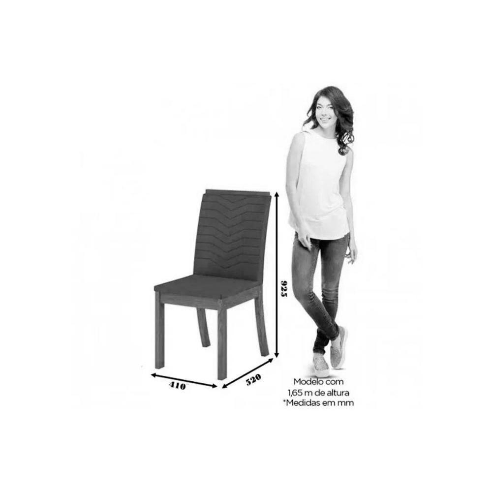 Conjunto Mesa Sala Jantar Yara Sc79 Tampo Madeirado Com Vidro Canto Curvo 160x90cm E 6 Cadeiras Isa Nature Linho Henn - 10