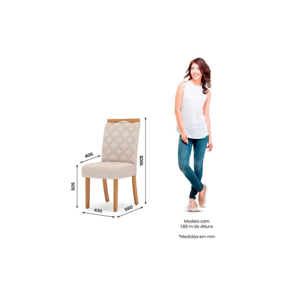 Conjunto Mesa Sala Jantar Lins Com Tampo Madeirado Com Vidro Curvo 200x90cm E 6 Cadeiras Bella Nature Linho Henn - 5