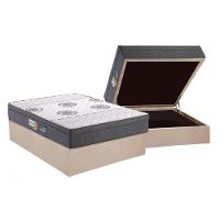 Cama Box Baú Casal: Colchão Espuma D45 Polar Pérola Fort + Base Crc Suede Clean (138x188) - 1