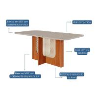 Mesa Para Cozinha Louise Com Tampo Madeirado Com Vidro 180x90cm Cinamomo Off White Cimol - 2