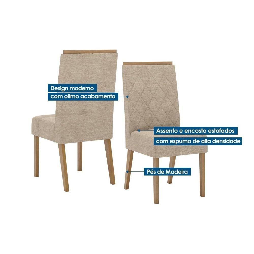 Kit 6 Cadeiras Sala Jantar Nina 6 Un Nature Suede Light Linho - 2